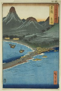 Projekt Bungo: Minosaki (Bungo, Minosaki), ze seriálu (Rokujuyoshi Meisho Zue)“ od Utagawa Hiroshige