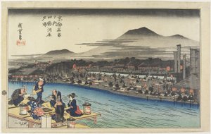 Chlazení večera na břehu řeky Shijo, c. 1834