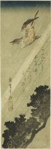 Kukačka létající v dešti od Utagawa Hiroshige