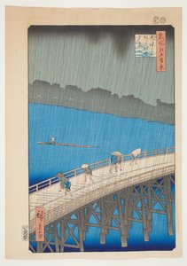 Liják u mostu Ohashi, Atake, ze série "Sto slavných pohledů na Edo" od Utagawa Hiroshige