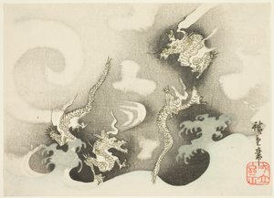 Draci mezi mraky od Utagawa Hiroshige