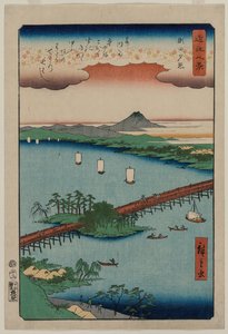 Evening Glow at Seta, ze série Osm pohledů na Omi od Utagawa Hiroshige