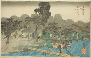 Ilustrovaná osoba g Shouer v Te edition k f Correction River (Yumitate of Tadasugawara), ze série Te od Utagawa Hiroshige