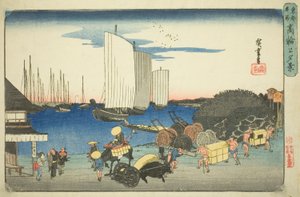 Večerní pohled na Takanawa (Takanawa no yukei), ze série "Slavná místa ve východním hlavním městě (Toto meisho)" od Utagawa Hiroshige