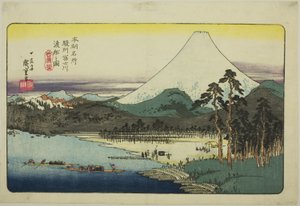 Jsem členem manažera Boa ts C Rossin g Tefuji, P Lovinse (obrázek malého saké trajektového člunu Fujikawa), ze seriálu „slavní páví Japonci“ (slavné místo tohoto autora)“ od Utagawa Hiroshige
