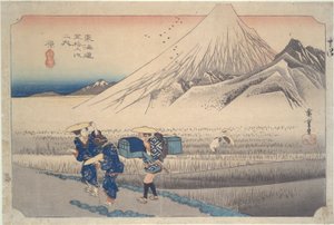 Fuji ráno v Hara ze série Padesát tři stanic Tokaida od Utagawa Hiroshige