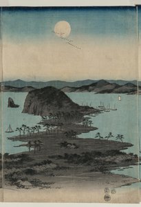 Úplněk nad Kanazawou, Musashi od Utagawa Hiroshige