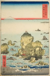 Futami Bay v provincii Ise (Ise Futamigaura), ze série „Třicet šest pohledů na horu Fuji (Fuji sanjurokkei)“ od Utagawa Hiroshige