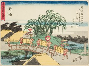 Goyu, ze série "Padesát tři stanic Tokaida (Tokaido gojusan tsugi)," také známé jako Tokaido s básní (Kyoka iri Tokaido) od Utagawa Hiroshige