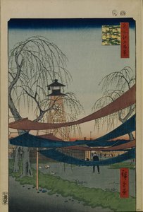 Hatsune Riding Ground v Bakuro-cho Sto slavných pohledů na Edo, 1856-1858 od Utagawa Hiroshige