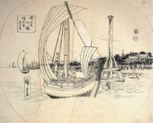 Hirošige, Plachetnice na pobřeží od Utagawa Hiroshige