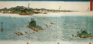 Hirošige, Víry na skalnatém pobřeží od Utagawa Hiroshige