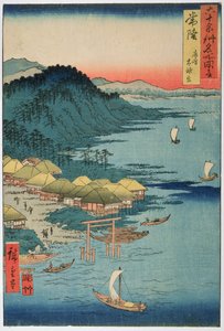 Provincie Hitachi: Velká svatyně Kashima, ze série „Ilustrace slavných míst v šedesáti provinciích“, 1853 (barevný dřevěný blok)