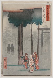 Festival Hotohoto ve Velké svatyni Izumo, ze série Pohledy na slavná místa v šedesáti lichých provinciích od Utagawa Hiroshige