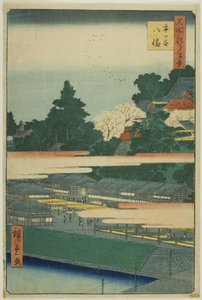 Svatyně Ičigaja Hačiman (Ichigaya Hachiman), ze série "Sto slavných pohledů na Edo (Meisho Edo hyakkei)". od Utagawa Hiroshige