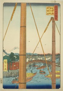 Inari B Ridge Draft d Minato Line, figurka ruky (Svatyně Toru Pozu Inari Bridge Minato), ze série „Hřeben pro hřeben“ )“ od Utagawa Hiroshige