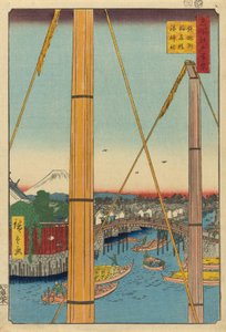 Inari B Ridge Draft d Minato Line, figurka ruky (Svatyně Toru Pozu Inari Bridge Minato), ze série „Hřeben pro hřeben“ )“ od Utagawa Hiroshige