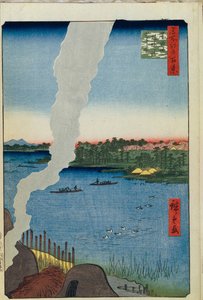 Kilns a Hashiba Ferry na řece Sumida Sto slavných pohledů na Edo, 1856-1858 od Utagawa Hiroshige