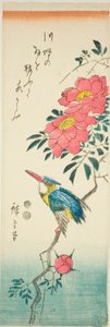 Ledňáček říční a růže od Utagawa Hiroshige