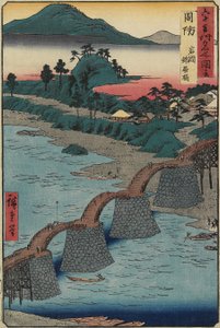 Most Kintai v Iwakuni, provincie Suo, prosinec 1853