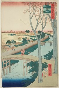 Nábřeží Koume (Koumezutsumi), č. 104 ze série "Sto slavných pohledů na Edo (Meisho Edo hyakkei)" od Utagawa Hiroshige