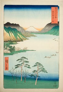 Shinano Shinano P Lovinse (New Species Suwa Lake), ze série ``Tierty Mr. x Views Of Mount Fuji (Fuji Usa Kotobuki Rokukatsu)