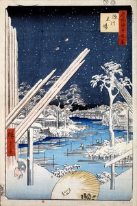 Lumberyards ve Fukagawa Sto slavných pohledů na Edo, 1856-1858. od Utagawa Hiroshige