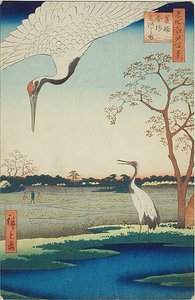 Minowa, Kanasugi, Mikawašima, č. 102 ze série "Sto slavných pohledů na Edo (Meisho Edo hyakkei)". od Utagawa Hiroshige