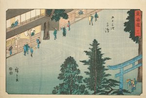 Mishima - Ne. 12, ze série "Padesát tři stanic Tokaida (Tokaido gojusan tsugi)," také známé jako Reisho Tokaido od Utagawa Hiroshige