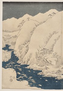 Hora a řeka na Kiso Road od Utagawa Hiroshige