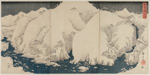 Hory a řeka na cestě Kiso od Utagawa Hiroshige