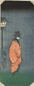 Nichomachi ve Fuchu, oddíl listu č. 6 ze série "Obrázky padesáti tří stanic Tokaida (Tokaido gojusan tsugi zue)" od Utagawa Hiroshige