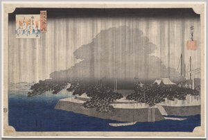 Noční déšť v Karasaki, ze série Osm pohledů na Omi od Utagawa Hiroshige