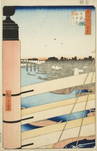 Japonsko B Ridge Plan d Edo B Ridge (Nihonbashi, Edobashi), ze série ``Hřeben pro hřebeny pohledy na Edo (Sto slavných pohledů na Edo)