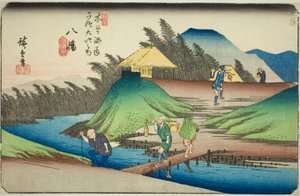 z. 25: Yawata, ze série "Šestý devět kisokaido" od Utagawa Hiroshige