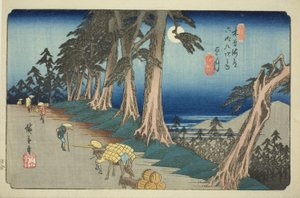 z. 26: Mochizuki, ze série s "shi x ty ne s ta on s of te kisokaid (kisokaido rokujukyu tsugi no uchi)" od Utagawa Hiroshige
