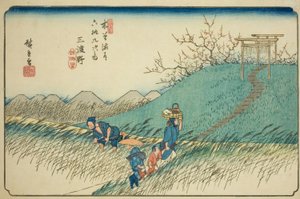z. 42: Mido, ze série "Shi x ty ne S ta ons of the kisokaido" od Utagawa Hiroshige