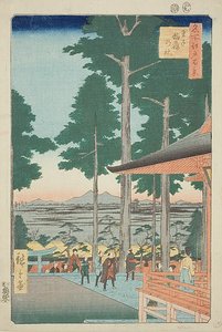 Svatyně Ódži Inari (Ódži Inari no jaširó), č. 18 ze série "Sto slavných pohledů na Edo (Meišó Edo hjakkei)". od Utagawa Hiroshige