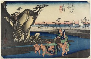Řeka Okitsu u Okitsu, asi 1833