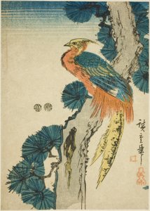 Bažant a borovice od Utagawa Hiroshige