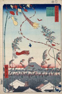 Prosperita po celém městě během festivalu Tanabata, 1856-1858. od Utagawa Hiroshige