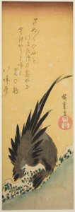 Kohout na svahu v zimě od Utagawa Hiroshige