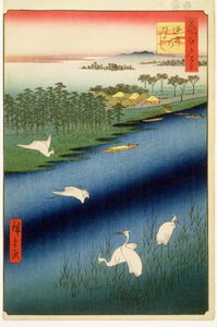 Sakasai Ferry, deska 67 ze série Sto slavných pohledů na Edo, období Edo, éra Ansei, 1857 (dřevotisk) od Utagawa Hiroshige