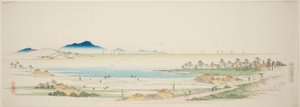 Solná pláž v Gyotoku (Gyotoku shiohama no zu), z nepojmenované série slavných pohledů na předměstí Edo od Utagawa Hiroshige