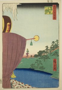 Festivalový průvod Sanno v Kojimachi Itchome (Kojimachi Itchome Sanno Matsuri nerikomi), ze série „Sto slavných pohledů na Edo (Meisho Edo hyakkei)“ od Utagawa Hiroshige