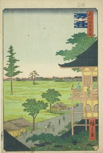 Sazai hall of field financovaný rakkan tempe (gohyaku rakkan sazaid), ze série „jeden financovaný farmářský Ews of Edo od Utagawa Hiroshige