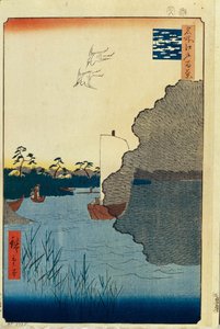 Rozptýlené borovice na řece Tone Sto slavných pohledů na Edo, 1856-1858 od Utagawa Hiroshige