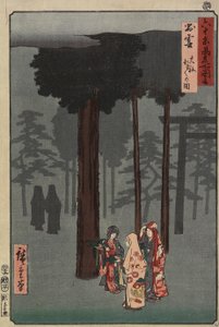 Scéna z festivalu Hotohoto svatyně Izumo, provincie Izumo, prosinec 1853