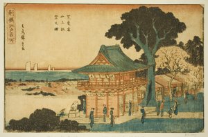 Scénický pohled z vrcholu hory Atago v Shiba (Shiba Atago sanjo chobo no zu), ze série "Nově vybraná slavná místa v Edo (Shinsen Edo meisho)" od Utagawa Hiroshige