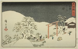 Seki – Ne. 48, ze série „Padesát tři stanic Tokaidó (Tokaido gojusan tsugi), také známé jako Reisho Tokaido od Utagawa Hiroshige
